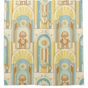 Teddy Bear Daisy Garden Pattern (6) Shower Curtain