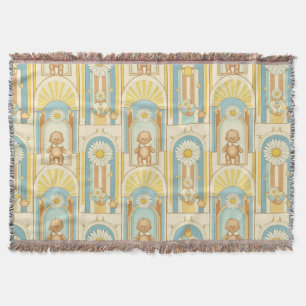 Teddy Bear Daisy Garden Pattern (6) Throw Blanket
