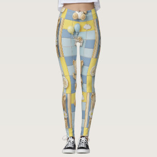 Teddy Bear Daisy Garden Pattern (7) Leggings