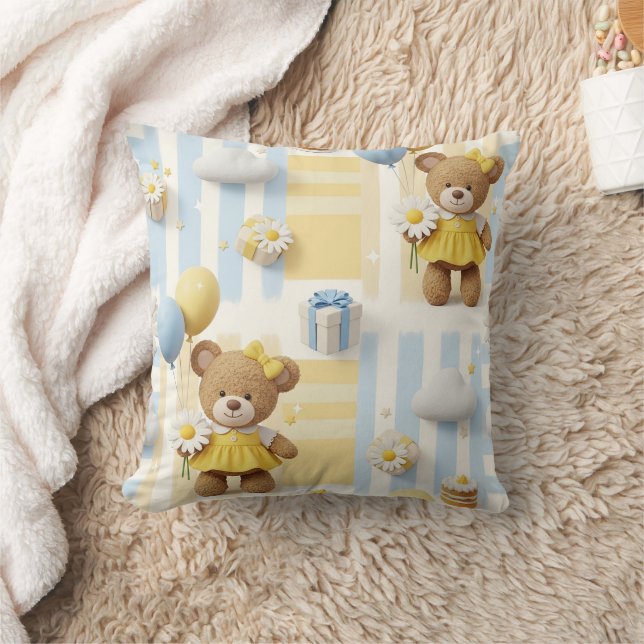 Teddy Bear Daisy Garden Pattern (8) Cushion (Blanket)