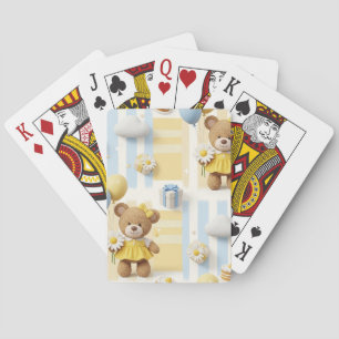 Teddy Bear Daisy Garden Pattern (8) Playing Cards