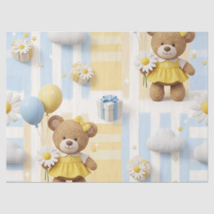 Teddy Bear Daisy Garden Pattern (8) Tissue Paper