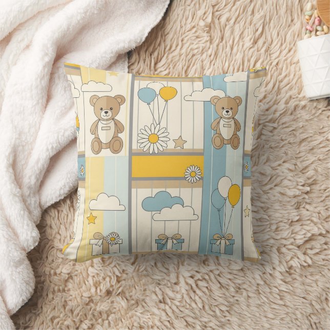 Teddy Bear Daisy Garden Pattern (9) Cushion (Blanket)