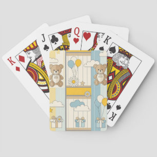 Teddy Bear Daisy Garden Pattern (9) Playing Cards