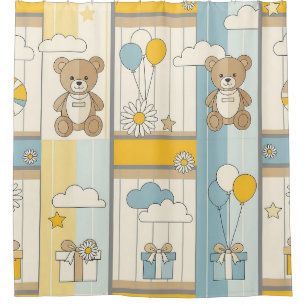 Teddy Bear Daisy Garden Pattern (9) Shower Curtain