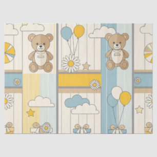 Teddy Bear Daisy Garden Pattern (9) Tissue Paper