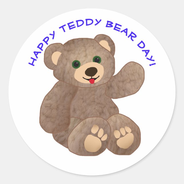 Teddy Bear Day Classic Round Sticker (Front)