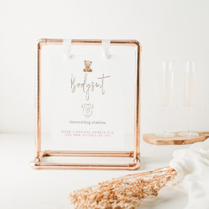 Teddy Bear Decorate Baby Bodysuit Sign