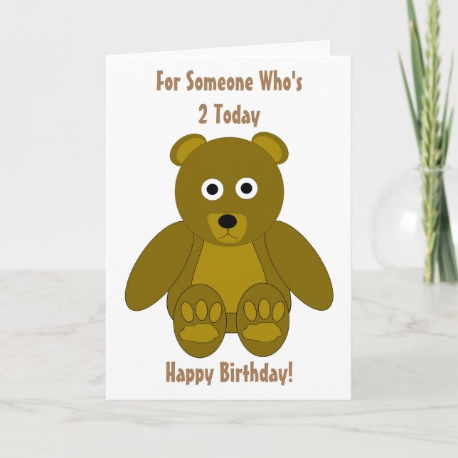 Teddy Bear Design 2nd Birthday Card (Front)