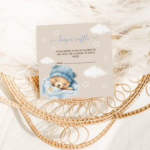 Teddy Bear Diaper Raffle Baby Boy Shower  Enclosure Card