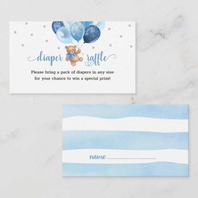 Teddy Bear Diaper Raffle Baby Shower Enclosure Car (Front/Back)