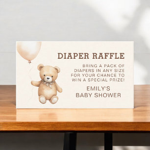 Teddy Bear Diaper Raffle Bearly Wait Baby Shower Enclosure Card