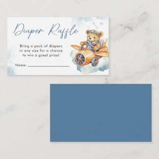 Teddy Bear Diaper Raffle Boy Baby Shower Enclosure Card
