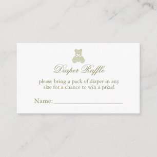 Teddy Bear Diaper Raffle Ticket Baby Shower Enclosure Card