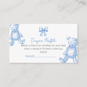 Teddy bear diaper raffle ticket enclosure card