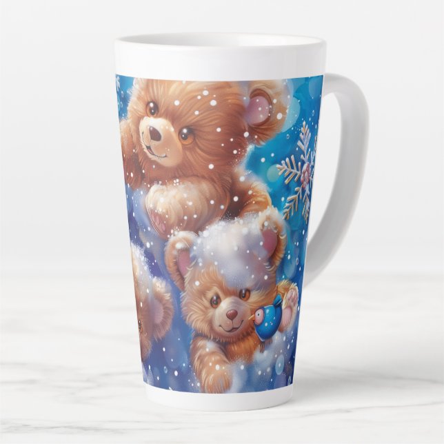 Teddy Bear Digital Art Latte Mug (Right Angle)
