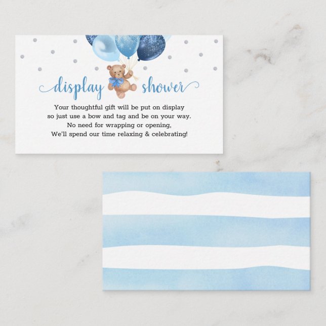 Teddy Bear Display Shower Insert for Invitation (Front/Back)