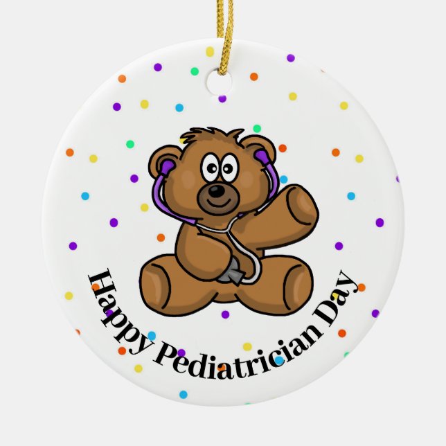 Teddy Bear Doctor Paediatrician Name Ornament      (Front)