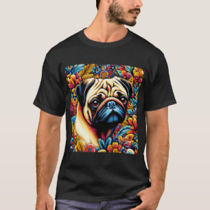 Teddy bear dog face distressed sunset retro dog fa T-Shirt