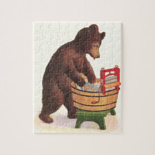 Teddy Bear Doing Laundry Jigsaw Puzzle