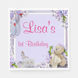Teddy Bear Elephant Horse Birthday Party Napkin