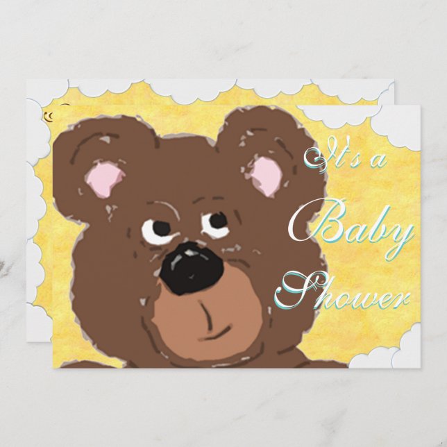 Teddy Bear Face Baby Shower Invitation (Front/Back)