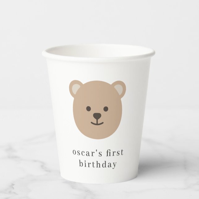 Teddy Bear Face -  Paper Cups (Front)