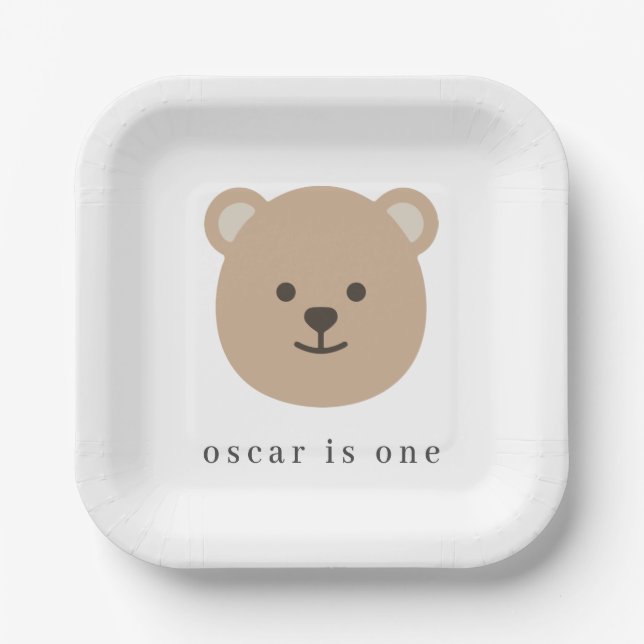 Teddy Bear Face - Paper Napkin Plate (Front)