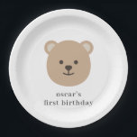 Teddy Bear Face Paper Plate<br><div class="desc">A sweet bear design,  perfect for your teddy bear's picnic party!</div>
