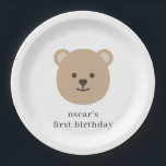 Teddy Bear Face Paper Plate<br><div class="desc">A sweet bear design,  perfect for your teddy bear's picnic party!</div>