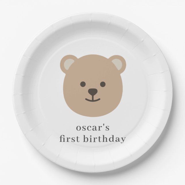 Teddy Bear Face Paper Plate (Front)