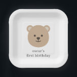 Teddy Bear Face Paper Plate<br><div class="desc">A sweet bear design,  perfect for your teddy bear's picnic party!</div>