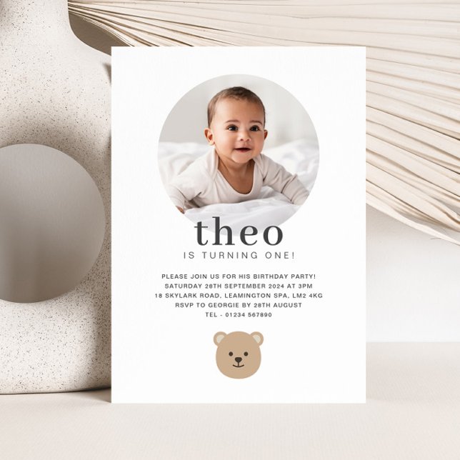 Teddy Bear Face - Photo Birthday Invitation (Teddy Bear Face - Photo Birthday Invitation)