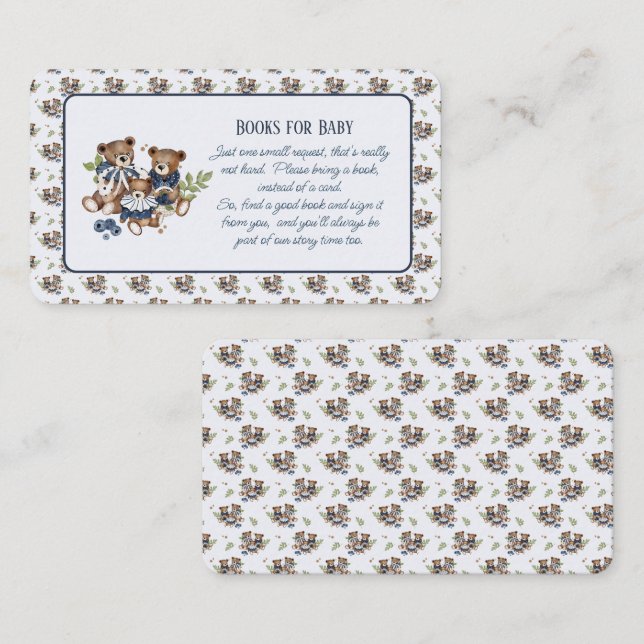 Teddy Bear Family Baby Boy Books For Baby Enclosure Card (Front/Back)