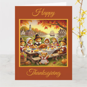 Teddy Bear Family Thanksgiving Card