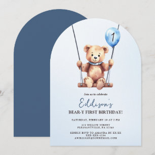 Teddy Bear First Birthday Invitation