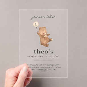 Teddy Bear First Birthday Invitation