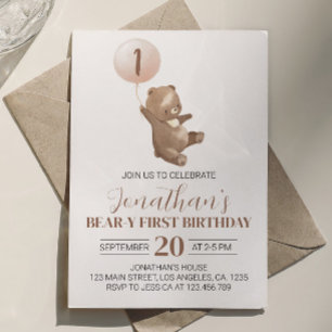 Teddy Bear First Birthday Invitation