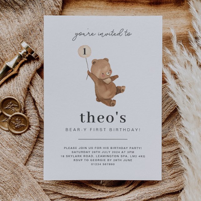 Teddy Bear First Birthday Invitation (Teddy Bear First Birthday Invitation)