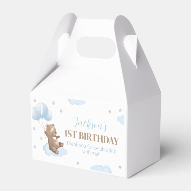 Teddy Bear First Birthday Party Favour Box (Front Side)