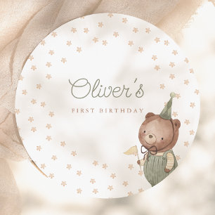 Teddy Bear First Birthday Party Paper Plate
