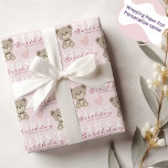 Teddy Bear FIRST Birthday Pink Themed Party Wrapping Paper<br><div class="desc">Gorgeous and adorbale FIRST birthday teddy bear design perfect to wrap a very special 1st birthday gift. Easily personalise the name and be sure to check out my full collection for more options.</div>