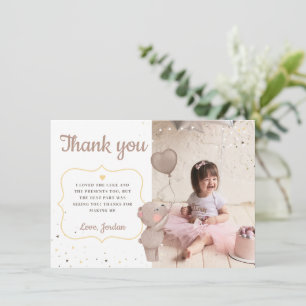 Teddy Bear First Birthday Thank You Card