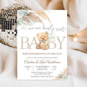 Teddy Bear Floral Baby Shower Invitation