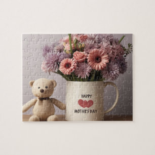 Teddy Bear, Flowers & Coffee Mug - Jigasaw Puzzle