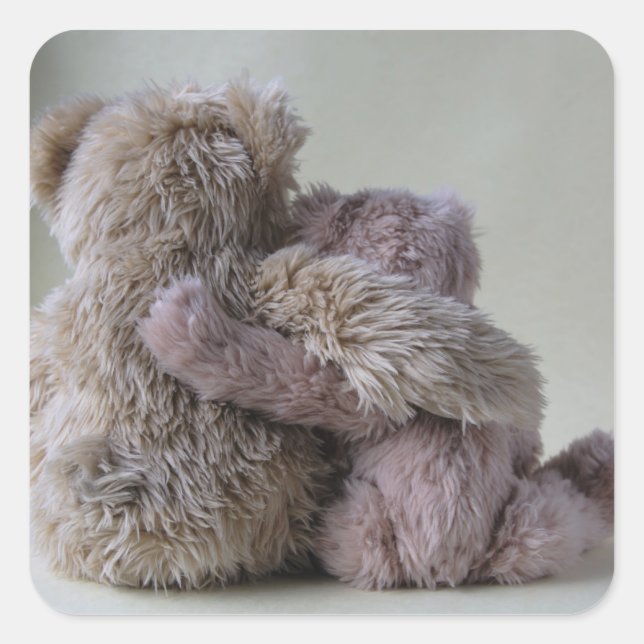 teddy bear friends square stickers (Front)