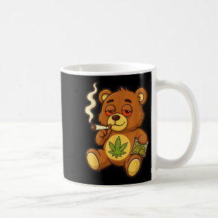 Teddy Bear Funny Weed Smoking Bear With Joint Leaf Coffee Mug
