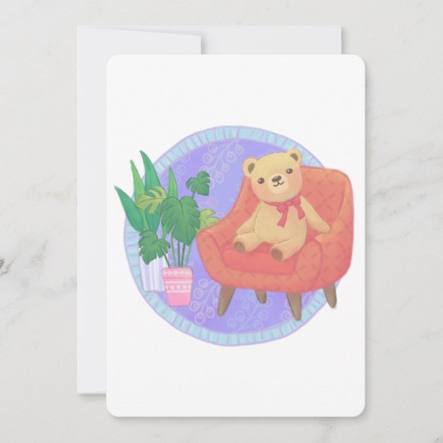 Teddy Bear & Furniture Illustration Invitation (Front)