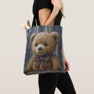 Teddy Bear Gazing Out of a Rainy Window Tote Bag