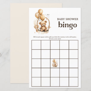 Teddy Bear Gender Neutral Baby Shower Bingo Game
